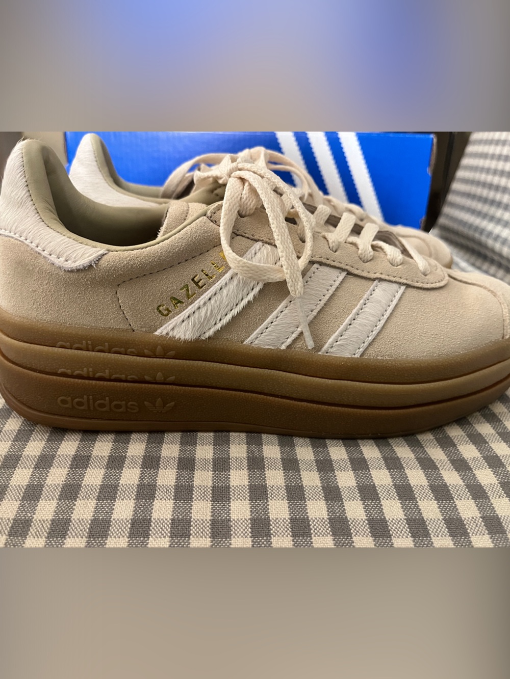 adidas Gazelle Women’s Cream Suede Sneakers with Gum Sole